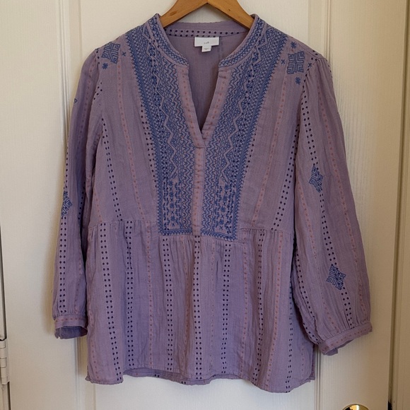 J. Jill Tops - J. Jill Lavender Embroidered Blouse
